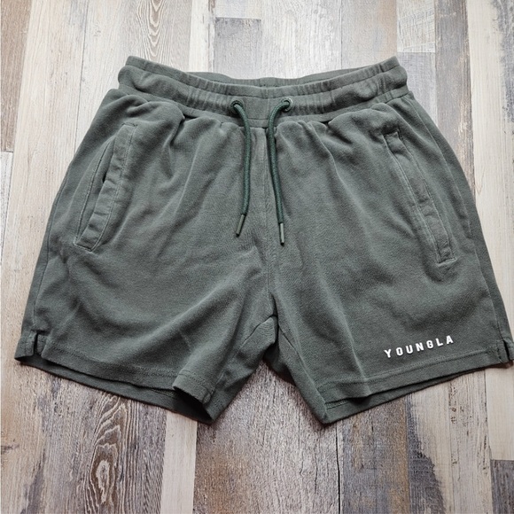 YoungLA Men's Green Shorts with zipper pockets size small S - Picture 1 of 4